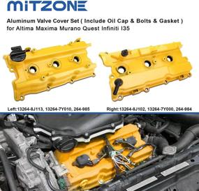 img 3 attached to 🔧 MITZONE Upgraded Yellow Aluminum Valve Covers (Front & Rear), Compatible with 2002-2009 Nissan Altima Maxima Murano Quest Infiniti i35 VQ35DE 3.5L…