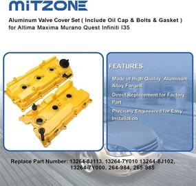 img 1 attached to 🔧 MITZONE Upgraded Yellow Aluminum Valve Covers (Front & Rear), Compatible with 2002-2009 Nissan Altima Maxima Murano Quest Infiniti i35 VQ35DE 3.5L…