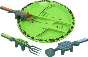 img 4 attached to 🦕 Dinosaur Combo Utensil Set and Plate for Toddlers, Infants, Babies, and Kids - Constructive Eating Set Made in USA with Safety Tested, Green Materials