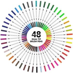 img 3 attached to 🎨 48 Dual Tip Brush Pens Gouso Colors Art Markers Set: Versatile Fine and Brush Tip Colored Pens for Calligraphy, Drawing, Sketching, Adult Coloring, and Bullet Journal Art