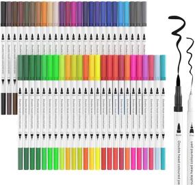 img 1 attached to 🎨 48 Dual Tip Brush Pens Gouso Colors Art Markers Set: Versatile Fine and Brush Tip Colored Pens for Calligraphy, Drawing, Sketching, Adult Coloring, and Bullet Journal Art