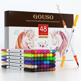 img 4 attached to 🎨 48 Dual Tip Brush Pens Gouso Colors Art Markers Set: Versatile Fine and Brush Tip Colored Pens for Calligraphy, Drawing, Sketching, Adult Coloring, and Bullet Journal Art