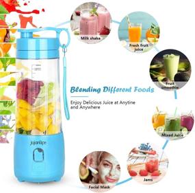 img 1 attached to 🍹 Blue Portable Blender for Shakes and Smoothies - Personal Size, Rechargeable Mini Travel Blender with 4000mAh Battery, 3D Six Blades, 13.5Oz Fruit Mixer Cup for Home, Sports, Outdoor