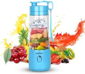 img 4 attached to 🍹 Blue Portable Blender for Shakes and Smoothies - Personal Size, Rechargeable Mini Travel Blender with 4000mAh Battery, 3D Six Blades, 13.5Oz Fruit Mixer Cup for Home, Sports, Outdoor