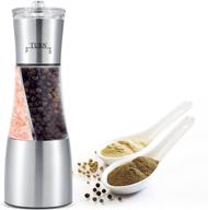 🧂 stainless steel 2 in 1 manual salt & pepper grinder set - dual shakers for spices, mill, and kitchen cooking tools logo