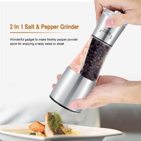 img 3 attached to 🧂 Stainless Steel 2 in 1 Manual Salt & Pepper Grinder Set - Dual Shakers for Spices, Mill, and Kitchen Cooking Tools