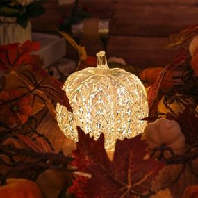 img 1 attached to Romingo Mercury Glass Pumpkin: 6-Inch Battery-Operated LED Light with Timer and Fall Décor - Stunning Silver Leaves