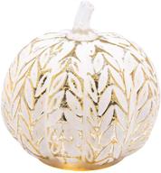 romingo mercury glass pumpkin: 6-inch battery-operated led light with timer and fall décor - stunning silver leaves logo