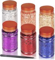 🌟 premium 6-bottle set: gold flakes for resin - metallic foil flakes with tweezers for resins, nails, candles, crafts (gold, silver, copper, purple, blue, red) logo