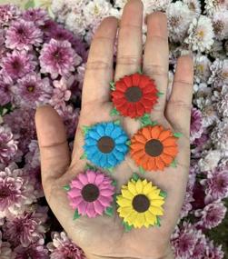 img 1 attached to Sunflowers Mulberry Paper Flowers - Set of 50, 1.25 x 1.25 🌻 inches, Mixed Colors with Brown Centre - Ideal for Scrapbooking and Creative Craft Projects