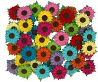 sunflowers mulberry paper flowers - set of 50, 1.25 x 1.25 🌻 inches, mixed colors with brown centre - ideal for scrapbooking and creative craft projects logo