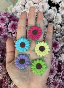 img 2 attached to Sunflowers Mulberry Paper Flowers - Set of 50, 1.25 x 1.25 🌻 inches, Mixed Colors with Brown Centre - Ideal for Scrapbooking and Creative Craft Projects