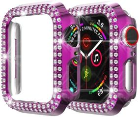 img 3 attached to Bling Case Compatible With Apple Watch Series 3/2/1 PC Diamonds Bumper Face Cover For Iwatch 42Mm (Transparent Purple