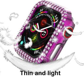 img 2 attached to Bling Case Compatible With Apple Watch Series 3/2/1 PC Diamonds Bumper Face Cover For Iwatch 42Mm (Transparent Purple