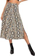 🐍 wdirara women's vintage snake skin print skirt - trendy mid waist long length fashion logo