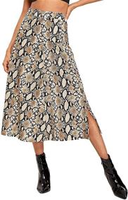 img 4 attached to 🐍 WDIRARA Women's Vintage Snake Skin Print Skirt - Trendy Mid Waist Long Length Fashion