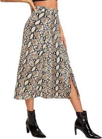 img 2 attached to 🐍 WDIRARA Women's Vintage Snake Skin Print Skirt - Trendy Mid Waist Long Length Fashion
