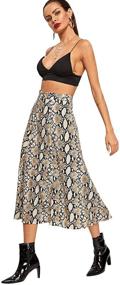 img 1 attached to 🐍 WDIRARA Women's Vintage Snake Skin Print Skirt - Trendy Mid Waist Long Length Fashion
