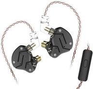 kz zsn динамичные гибридные наушники с двумя драйверами внутриканального типа, съемным спутанностью свободным кабелем, наушники в ушном канале для музыкантов с микрофоном (черный серый) логотип