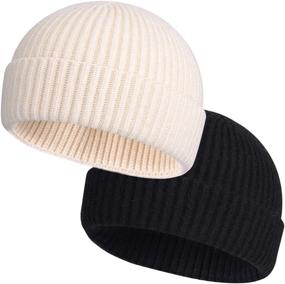 img 4 attached to Warm up Your Winter with ROYBENS 2pcs Swag Wool Fisherman Beanies for Men - Stylish Knit Short Watch Cap Hats