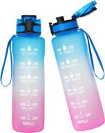 💧 selenechen large 50oz motivational water bottle with time marker - leakproof tritan bpa free water jug for fitness, gym, and outdoor sports - ensure adequate daily hydration логотип