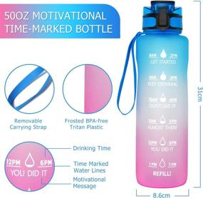 img 3 attached to 💧 SELENECHEN Large 50oz Motivational Water Bottle with Time Marker - Leakproof Tritan BPA Free Water Jug for Fitness, Gym, and Outdoor Sports - Ensure Adequate Daily Hydration