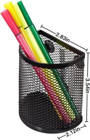 img 3 attached to 🖊️ Magnetic Pencil Holder, Mesh Metal Storage Baskets Container Organizer with Magnets - Ideal for Whiteboard, Kitchen Fridge, Locker, and More - Set of 2, Black