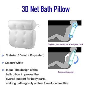 img 2 attached to 🛀 Ultimate Comfort and Luxury: 3D Mesh Bath Pillow with 6 Powerful Suction Cups for Unmatched Support and Relaxation in All Bathtubs