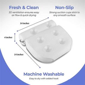 img 1 attached to 🛀 Ultimate Comfort and Luxury: 3D Mesh Bath Pillow with 6 Powerful Suction Cups for Unmatched Support and Relaxation in All Bathtubs