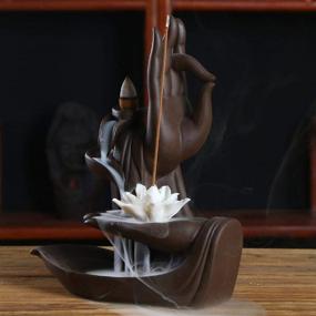 img 3 attached to 🌸 Lotus Backflow Incense Holder Burner: Handmade Ceramic Waterfall Censer for Home Decor, Including 10 Gifted Backflow Incense Cones