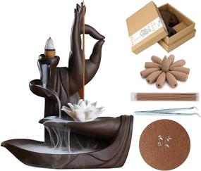 img 4 attached to 🌸 Lotus Backflow Incense Holder Burner: Handmade Ceramic Waterfall Censer for Home Decor, Including 10 Gifted Backflow Incense Cones