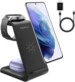 img 4 attached to AgoKud 3 in 1 Wireless Charger: Fast Charging Station for Samsung Galaxy Watch3/2/Gear S3, Buds Pro/Live, S21/S20/Note20