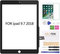 ipad 6 9.7-inch 2018 touch screen digitizer replacement with adhesive, tools, and tempered glass - a1893 a1954 glass repair parts (no lcd, no home button) logo