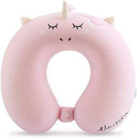 img 4 attached to 🦄 Pink Unicorn Kids Travel Neck Pillow with Snap – Ultimate Comfort and Support for Adults, Toddlers, Boys, and Girls on Airplanes, Cars, and Flights – Washable Cover – Great Gift for Children