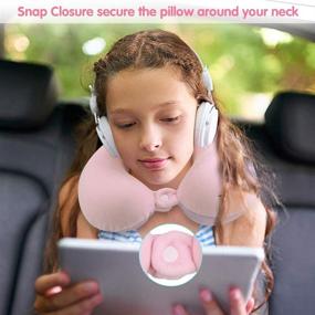 img 1 attached to 🦄 Pink Unicorn Kids Travel Neck Pillow with Snap – Ultimate Comfort and Support for Adults, Toddlers, Boys, and Girls on Airplanes, Cars, and Flights – Washable Cover – Great Gift for Children