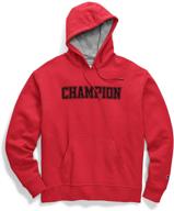🔥 stay warm and stylish with champion powerblend screen hoodie orange - top-notch men's clothing logo
