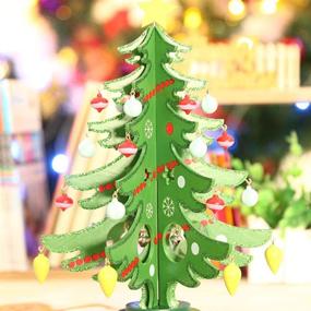 img 1 attached to 🎄 FRECI Mini Wooden Christmas Tree Desktop Decoration for Xmas Home Decor - Green