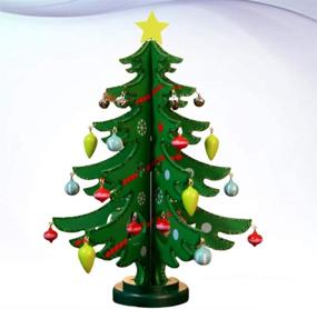 img 2 attached to 🎄 FRECI Mini Wooden Christmas Tree Desktop Decoration for Xmas Home Decor - Green