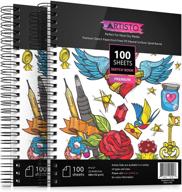 📚 artisto premium sketch book set - 9x12", spiral bound, pack of 2, 200 sheets: perfect for kids, teens & adults, acid-free drawing paper included! logo