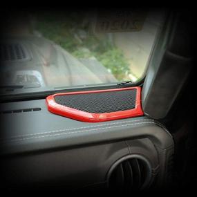 img 1 attached to Red ABS A-Pillar Speaker Decoration Cover Trim Stickers - Car Interior Accessories for 2018-2019 Jeep Wrangler JL/JLU - RT-TCZ