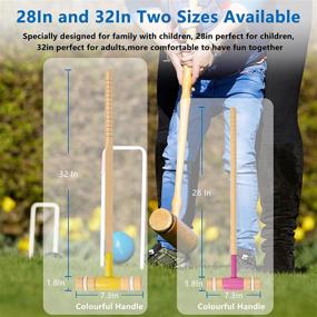 img 3 attached to SpeedArmis 8 Players Croquet Set: Regulation Size with Rubber Wood Mallets, Colored PE Ball & Wickets – Fun Lawn Game for Kids, Teens, and Adults