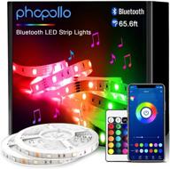 phopollo 65.6ft bluetooth led strip lights - flexible phone-controlled strip lights with 24 keys remote for bedroom, house, and holiday decoration логотип