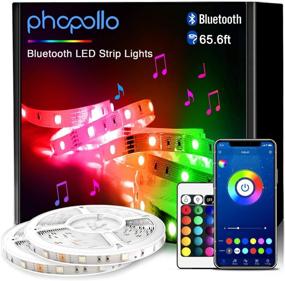 img 4 attached to PHOPOLLO 65.6ft Bluetooth LED Strip Lights - Flexible Phone-Controlled Strip Lights with 24 Keys Remote for Bedroom, House, and Holiday Decoration