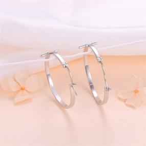 img 1 attached to S925 Sterling Silver Dangle Cross Hoop Stud Earrings - Classic Jewelry