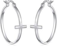 s925 sterling silver dangle cross hoop stud earrings - classic jewelry logo