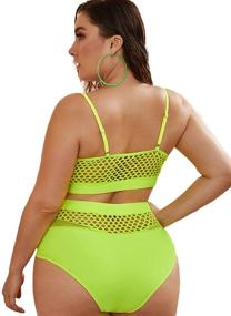 img 3 attached to 💃 Floerns Plus Size Splice Fishnet Cami Top and High Waist Bikini Set for Women