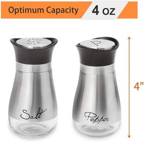 img 2 attached to 🧂 Stainless Steel and Glass Salt and Pepper Shakers, Set of 2