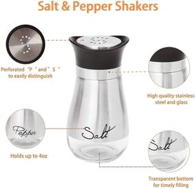 img 3 attached to 🧂 Stainless Steel and Glass Salt and Pepper Shakers, Set of 2