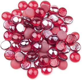 img 2 attached to 💎 Li Decor Ruby Red Flat Glass Gems Vase Fillers - 1.3 Pounds Bottle with Lustrous Frosting Blend