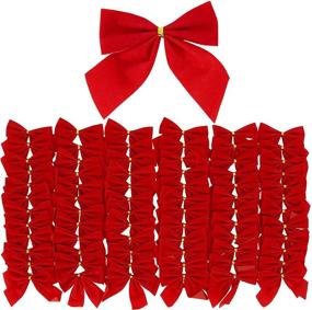 img 4 attached to 🎀 72-Pack of Iconikal Mini Small Red Velvet Bows, 3.5 x 3.5-inch